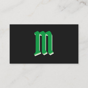 Elegant green shapes on black monogram 3d effect business card