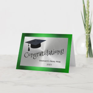 Elegant Green Silver Congratulations Graduation Card