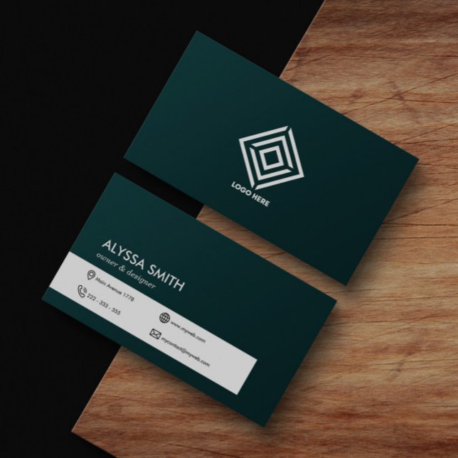 Elegant Green Simple Minimal Modern Luxury Custom Business Card (Creator Uploaded)