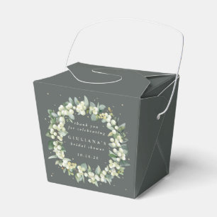 Elegant Green Snowberry+Eucalyptus Bridal Shower Favour Box