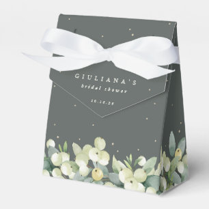 Elegant Green Snowberry+Eucalyptus Bridal Shower Favour Box