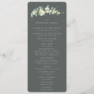 Elegant Green Snowberry+Eucalyptus Stem Wedding Programme