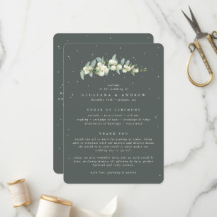 Elegant Green Snowberry+Eucalyptus Stem Wedding Programme