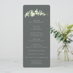 Elegant Green Snowberry+Eucalyptus Stem Wedding Programme