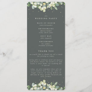 Elegant Green Snowberry+Eucalyptus Stem Wedding Programme