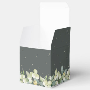 Elegant Green Snowberry+Eucalyptus Winter Wedding Favour Box