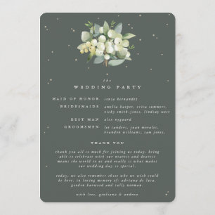 Elegant Green Snowberry+Eucalyptus Winter Wedding Programme