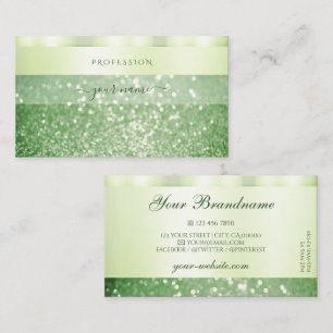 Elegant Green Sparkling Glitter Glamorous Shimmery Business Card