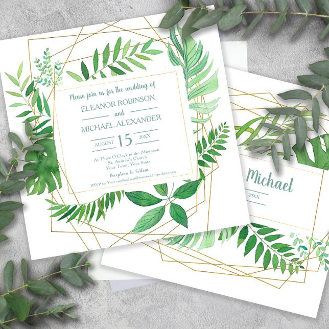 Elegant Green Spring or Summer Garden Wedding Invitation (Creator Uploaded)