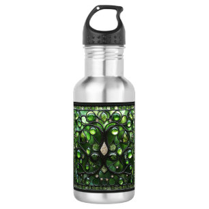 Elegant Green Stained Glass Look   532 Ml Water Bottle