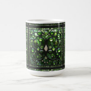 Elegant Green Stained Glass Look Mug