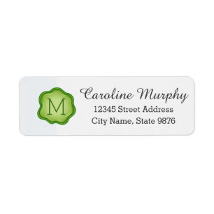 Elegant Green Stamp Monogram on Snow White