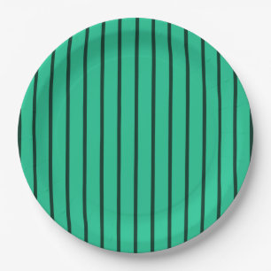 Elegant Green Striped Retro Vintage Modern  Paper Plate