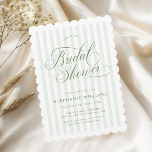 Elegant Green Stripes Bridal Shower Invitation