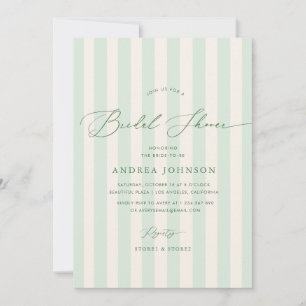 Elegant green stripes bridal shower invitation