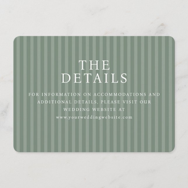Elegant Green Stripes Enclosure Card (Front)