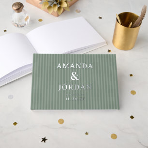 Elegant Green Stripes Guest Book