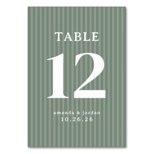 Elegant Green Stripes Table Number