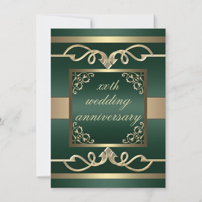 Elegant Green Swoop wedding anniversary Invite (Front)