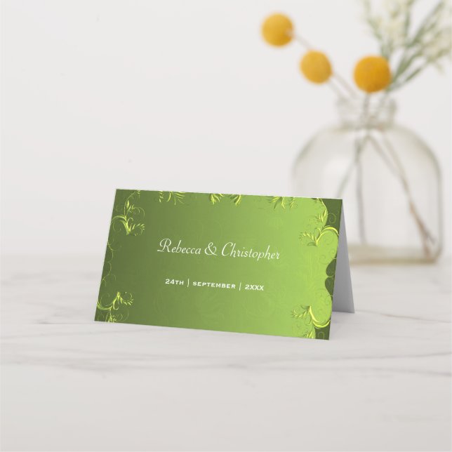 Elegant Green Table Place Card (Back)