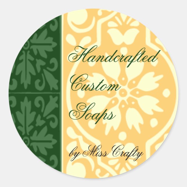 Elegant Green Tan Custom Craft Labels (Front)