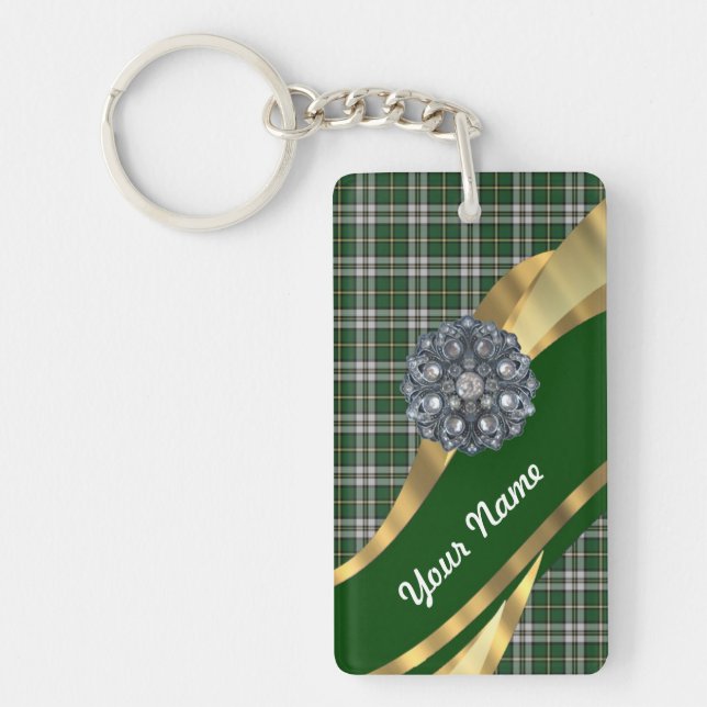 Elegant Green tartan Key Ring (Front)