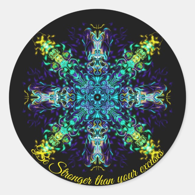 Elegant green teal boho retro abstract design classic round sticker (Front)