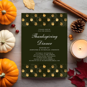 Elegant Green Thanksgiving Dinner Party Invitation