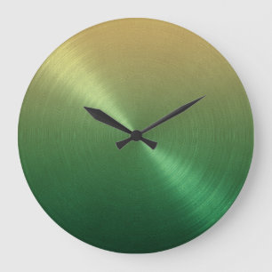 Elegant Green to Gold Ombre Gradient Large Clock