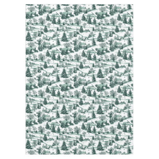 Elegant Green Toile Country Christmas Tablecloth