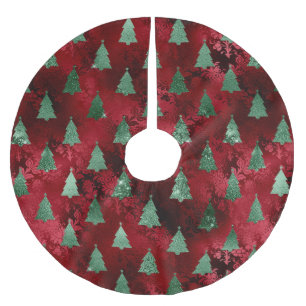 Elegant Green Trees Christmas Brushed Polyester Tree Skirt
