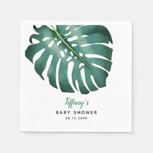 Elegant Green Tropical Leaf Baby Shower Napkin