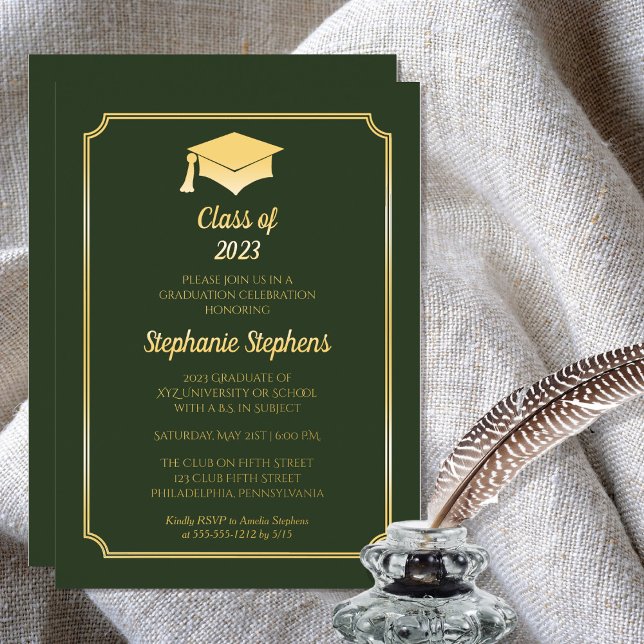 Elegant Green University Graduation Party Gold  (Creator Uploaded)