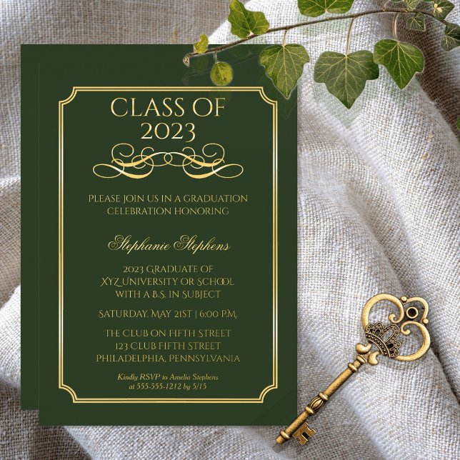 Elegant Green University Graduation Party Gold  (Creator Uploaded)