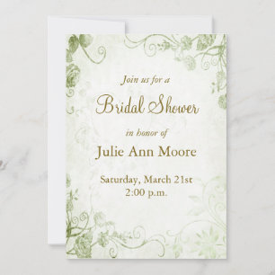 Elegant Green Vintage Bridal Shower Invitation