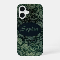 Elegant green vintage damask floral pattern