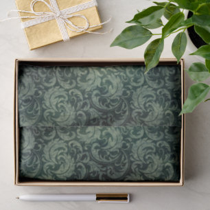 Elegant green vintage damask floral pattern tissue paper