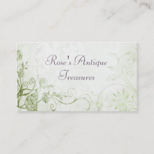 Elegant Green Vintage Flower Shop Business Card