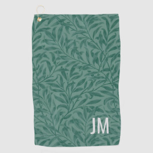Elegant green vintage leaves design golf towel