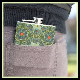 Elegant Green Vintage Pattern Small Hip Flask