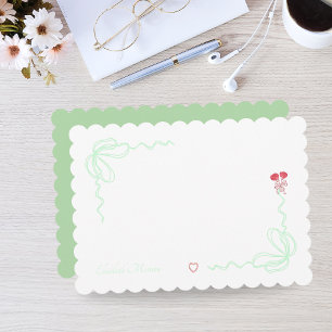 Elegant Green Watercolor Bow Personalised Card