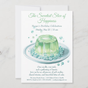 Elegant green Watercolor Cake Birthday Invitation