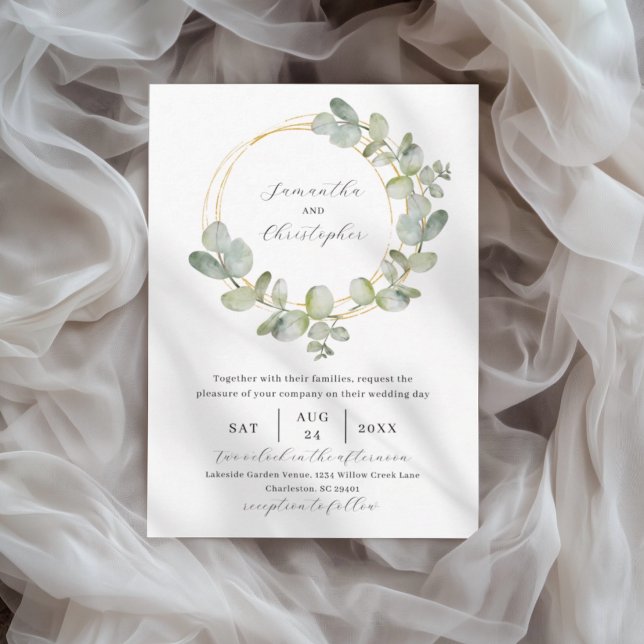 Elegant Green Watercolor Eucalyptus Wedding  Invitation (Creator Uploaded)