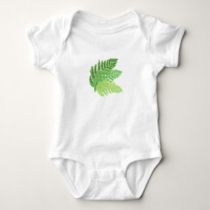 Elegant green watercolor ferns woodland leaves baby bodysuit