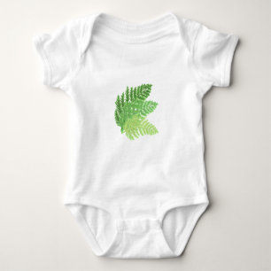 Elegant green watercolor ferns woodland leaves baby bodysuit