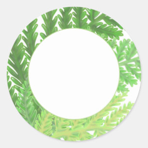 Elegant green watercolor ferns woodland leaves classic round sticker