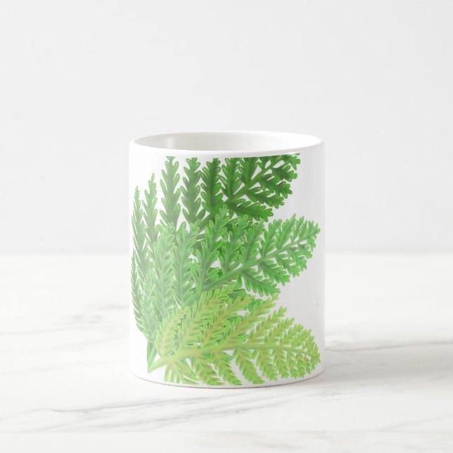 Elegant green watercolor ferns woodland leaves coffee mug (Center)