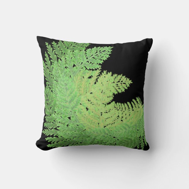 Elegant green watercolor ferns woodland leaves cushion (Front)