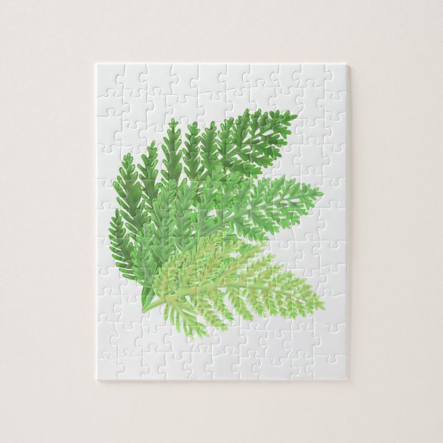 Elegant green watercolor ferns woodland leaves jigsaw puzzle (Vertical)