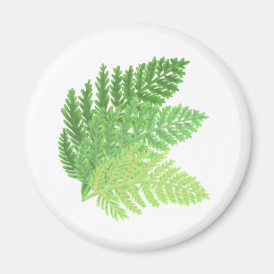 Elegant green watercolor ferns woodland leaves magnet